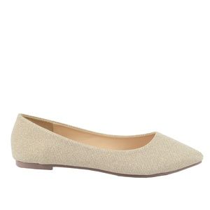 Women's Nude Glitter Pointy Toe Flat Ballet